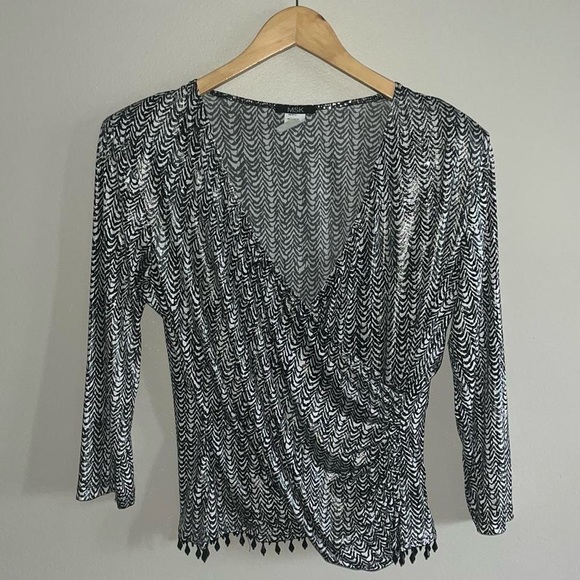Vintage MSK Wrap Style Beaded Blouse - Picture 1 of 8